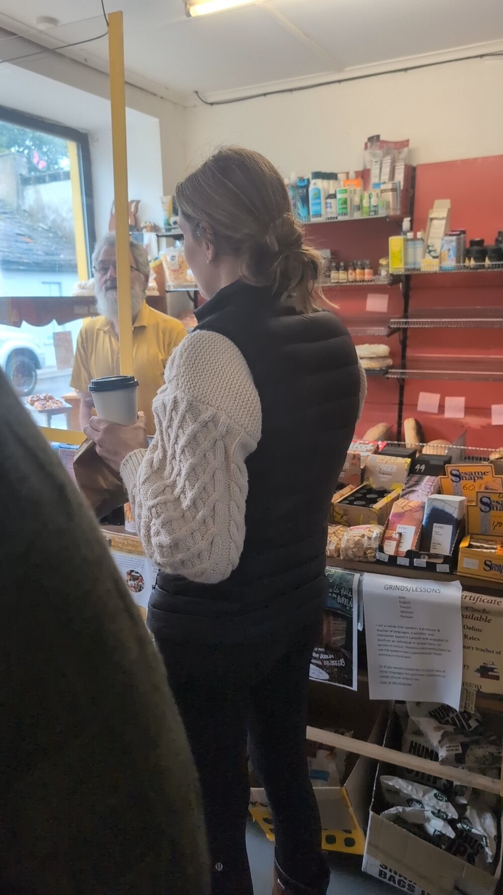 Inside Unglert's — the health-food shop shelves and the counter